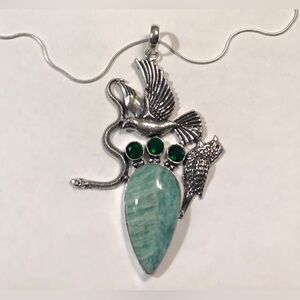 Amazonite Chrome Diopside Stamped 925 Sterling Silver Necklace